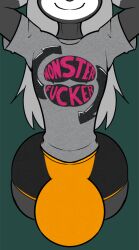 anthro big_penis bulge clothing english_text genitals huge_cock male mammal meme meme_clothing norithics norithics_"nori"_kusemurai novelty_clothing penis procyonid raccoon smile smiling_at_viewer smirk smirking_at_viewer solo text wide_hips