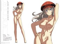 1girls alisa_ilinichina_amiella arm_up armpits athletic athletic_female barefoot blue_eyes breasts character_sheet completely_nude completely_nude_female feet female female_only fresk full_body god_eater hairless_pussy hand_on_hip hat hips labia large_breasts long_hair naked naked_female navel nipples nude nude_female pose pussy solo standing teenage_girl teenager thigh_gap thighs toes uncensored young