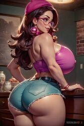 ai_generated ass big_ass big_breasts big_butt breasts brown_hair brunette_hair family_guy glasses huge_breasts jean_shorts large_breasts meg_griffin multiverse_meg redfillart