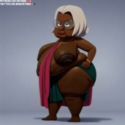 4k ai_generated bbw big_breasts breasts brown_skin cellulite dark-skinned_female dark_nipples dark_skin female female_focus female_only gilf glasses glitch_techs granny highres indian indian_clothes indian_female jowls large_breasts looking_at_viewer matronai_(artist) netflix old older_female patreon patreon_username pinup sagging_breasts stable_diffusion thick thick_thighs twitter_username wide_hips