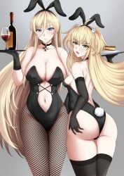 2girls admiral_hipper_(azur_lane) azur_lane bismarck_(azur_lane) blonde_hair bunny_ears bunnysuit looking_at_viewer multiple_girls tagme tagme_(artist)