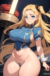 ai_generated blonde_hair blue_clothing blue_eyes breasts capcom chun-li chun-li_(cosplay) cleavage clothing cosplay large_breasts maria_robotnik pixai sega sonic_(series) sonic_the_hedgehog_(series) street_fighter street_fighter_6 street_fighter_alpha street_fighter_alpha_2 street_fighter_alpha_3 street_fighter_iii street_fighter_iii:_3rd_strike street_fighter_iii_(series) street_fighter_iv street_fighter_iv_(series) street_fighter_v thick_thighs thighs