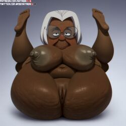 4k ai_generated anus bbw big_ass big_breasts big_butt breasts brown_skin cellulite dark-skinned_female dark_nipples dark_skin feet feet_up female female_focus female_only gilf glasses glitch_techs granny highres indian indian_female jowls large_breasts legs_spread legs_up looking_at_viewer matronai_(artist) netflix nude nude_female old older_female patreon patreon_username pinup sagging_breasts stable_diffusion sweat thick thick_thighs twitter_username wide_hips