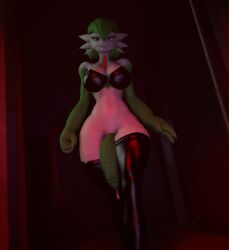 3d anthro bedroom_eyes big_breasts big_penis bodily_fluids bra breasts clothing cum cum_drip dripping female futa_gardevoir futa_only futanari gardevoir generation_3_pokemon genital_fluids genitals green_body green_hair green_penis green_skin hair hallway hi_res humanoid imminent_sex intersex intersex_only latex latex_bra latex_legwear leaking leaking_cum legwear looking_at_another looking_at_viewer looking_down mostly_nude narrowed_eyes nintendo penis pink_eyes pokemon pokemon_(species) rednewth seductive smile solo thick_thighs thigh_highs underwear white_body white_hair wide_hips