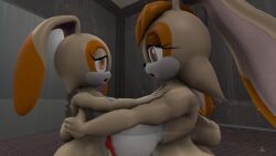 2girls 3d 3d_(artwork) age_difference aged_up anthro big_breasts breast_size_difference breasts brown_eyes completely_nude cream_the_rabbit female female_only huge_breasts hugging kidnapped lagomorph lipstick looking_at_another mammal milf mother_and_daughter nipples nude nude_female peril rabbit sega sfm sonic_(series) sonic_the_hedgehog_(series) teen teenage_girl teenager thehumblefellow trapped vanilla_the_rabbit water