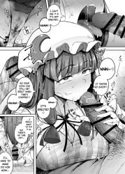 big_penis blowjob cum cum_in_mouth deepthroat derp_eyes dress dressed fellatio female flanvia magical_girl manga multiple_boys multiple_penises oral oral_sex patchouli_knowledge sucking_penis touhou