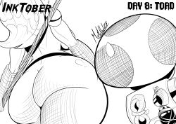 1boy 1girls ass backpack big_ass bubble_butt clothing female inktober looking_at_ass male mario_(series) mrmelted princess_peach princess_peach_(movie) rear_view super_mario_bros._(2023_film) sweatdrop thick_thighs toad_(mario) wide_hips