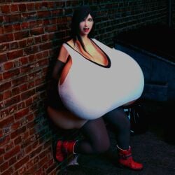 3d 3d_(artwork) big_breasts black_hair breasts breasts_bigger_than_ass breasts_bigger_than_body breasts_bigger_than_head breasts_bigger_than_torso enormous_breasts final_fantasy final_fantasy_vii final_fantasy_vii_remake giant_breasts gigantic_breasts huge_breasts hyper_breasts jackd22 large_breasts massive_breasts tifa_lockhart