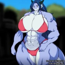 2d 2d_animation animated big_breasts bikini bikini_bottom bikini_top breasts dragon_girl giantess giantess_growth growth hataraki_ari huge_breasts large_breasts massive_breasts muscle_growth muscular muscular_arms muscular_body muscular_female muscular_legs muscular_thighs short_playtime tagme thick_thighs thighs thong_bikini video