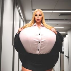 ai_generated big_breasts blonde_female blonde_hair blonde_hair breasts breasts_bigger_than_head breasts_bigger_than_torso enormous_breasts giant_breasts gigantic_breasts huge_breasts hyper_breasts jackd22 large_breasts massive_breasts office_lady