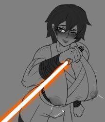 big_breasts blush escriba female human lactating lactation lightsaber luca_kasan original_character solo star_wars