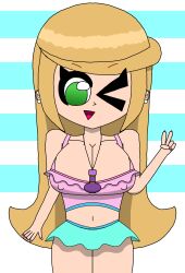 aged_up big_breasts blonde_hair genie_bottle green_eyes leah_(shimmer_and_shine) necklace nick_jr nickelodeon nipples_visible_through_swimsuit nonheaded shimmer_and_shine swimsuit winking_at_viewer