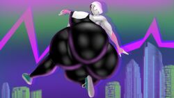 1girls 3d 3d_(artwork) ass_bigger_than_head ass_focus big_ass big_breasts bodysuit clothed female female_only fully_clothed gwen_stacy huge_ass huge_breasts marvel marvel_comics nipples_visible_through_clothing no_bra obese sinkcandycentral solo spider-gwen spider-man:_into_the_spider-verse spider-man_(series)