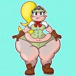 ass_bigger_than_head ass_focus big_ass clothed dumptruck_ass female female_only goombella green_shorts huge_ass mario_(series) nintendo paper_mario paper_mario:_the_thousand-year_door sideass sinkcandycentral wide_hips