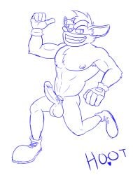 1boy 2020 2020s anthro artist_logo artist_name balls ballsack bara crash_(series) crash_bandicoot dg254 erect_nipples erect_penis erection foreskin foreskin_folds gay hoot_(owl_logo) humanoid humanoid_genitalia humanoid_penis inner_foreskin intact male male_nipples male_only male_pubic_hair masculine monochrome muscles muscular_anthro muscular_male nude_male pecs pectorals penis retracted_foreskin scrotum solo testicles uncut veiny veiny_penis video_games