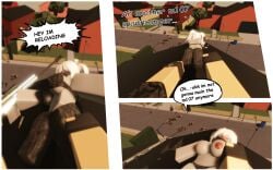 3d anti_(phantom_forces) artist_request big_breasts comic dialogue english_text gun outside phantom_forces roblox roblox_game robloxian source_request tagme text video_games