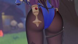 3d animated ass ass_focus assdepik big_ass big_butt big_thighs bubble_butt clothed dat_ass focus_on_ass genshin_impact hilichurls_(species) mona_(genshin_impact) monster pale_skin pantyhose purple_hair short_playtime tagme twintails video video_games wip