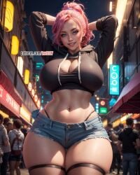 1girls ai_generated big_breasts female_only kw0337 pink_hair