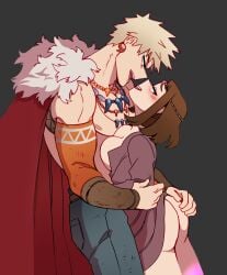 1boy 1girls ass bakugou_katsuki bigger_male breasts_on_chest exposed_ass female katsuki_bakugou male male/female muscular muscular_male my_hero_academia ochako_uraraka size_difference smaller_female straight superevey