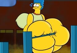 ass_focus backboob big_ass big_breasts bottomless female female_only huge_ass huge_breasts hyper_ass marge_simpson nipples_visible_through_clothing no_bra no_underwear sinkcandycentral stuck the_simpsons topwear