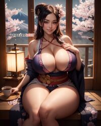 1girls ai_generated asian asian_bimbo asian_clothes asian_clothing asian_female ass big_breasts bimbo blush brown_eyes brown_hair brunette cherry_blossoms cherry_tree chopsticks chopsticks_in_hair cleavage curvaceous curvy curvy_body curvy_female curvy_figure dark_brown_hair dark_hair earrings eyelashes eyeshadow facing_viewer female_only flower_in_hair hair_bun hair_ornament hand_on_breast hand_on_chest hourglass_figure huge_breasts inner_sideboob japanese japanese_clothes japanese_clothing japanese_female japanese_lantern kimono kw0337 large_breasts lipstick long_hair makeup mascara massive_thighs mount_fuji paag pale-skinned_female pale_skin sitting smile sticks_in_hair tea_cup thick_thighs thunder_thighs thunderthighs traditional_clothes underboob venus_body voluptuous voluptuous_female wide_hips