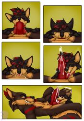 anthro bodily_fluids cum deep_throat duo ejaculation first_person_view genital_fluids german hi_res keke_(disambiguation) knot licking male male/male mouthfull oral shade_art shepherd tongue tongue_out