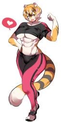 1girls abs anthro anthro_only big_breasts breasts crop_top female female_only looking_at_viewer looking_down muscular muscular_anthro muscular_female muscular_thighs mx99926 oc short_hair sole_female solo solo_female solo_focus spoken_heart sportswear sweat_pants tail thick_thighs tiger tiger_ears tiger_girl tiger_print tiger_stripes tiger_tail waai_fu_(arknights) wide_hips