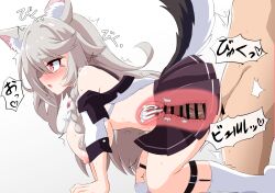 breasts_out cum_in_uterus cum_inside doggy_style ejaculation grey_hair internal_cumshot large_breasts midriff red_eyes sex sex_from_behind skirt tail wolf_ears wolf_girl wolf_tail x-ray yuudachi_(azur_lane)