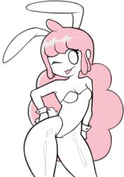 :p ;p bunny_ears bunny_suit bunny_tail bunnysuit cloud_(friday_night_funkin) creamymilkshake friday_night_funkin friday_night_funkin_mod no_color pink_hair