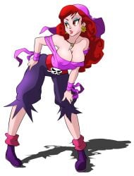 1girls 2020s 2021 2d bandana big_breasts boots breasts captain_syrup cleavage clothed clothing earrings eyeshadow eyewear female female_only light-skinned_female light_skin lipstick long_hair mario_(series) necklace nintendo nipple_bulge philllord red_eyes red_hair ribbon ribbons shadow solo solo_focus wario_(series) wario_land white_background