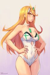 breasts core_crystal female female_only mythra nintendo phrecklesart solo swimsuit tagme xenoblade_(series) xenoblade_chronicles_2