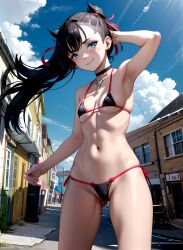1girls adorable ai_generated arm_up armpits arms_up athletic athletic_female bare_shoulders belly bikini bikini_bottom bikini_top black_bikini black_hair blue_eyes blush braided_bun breasts bun choker city collar cowboy_shot curvy curvy_figure cute dark_hair day detailed double_bun eyelashes female female_only fit fit_female flat_chest goth green_eyes hair_ornament hair_ribbon hands_up high_quality horny human human_only lipstick looking_at_viewer marnie_(pokemon) mascara micro_bikini navel nintendo outdoors petite pokemon pokemon_(game) pokemon_ss posing seductive seductive_eyes seductive_look short_hair shy sidelocks small_breasts solo stable_diffusion standing stomach street string_bikini string_panties tagme thin thin_arms thin_female thin_waist tights twintails water young