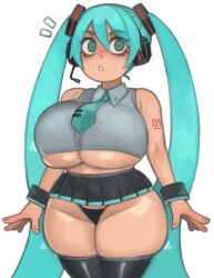 1girls :o alternate_breast_size aqua_eyes aqua_hair black_thong breasts female hatsune_miku hi_res hips huge_breasts kelvin_hiu large_breasts light-skinned_female light_skin long_hair massive_breasts panties shortstack simple_background thick_thighs thighs thong twintails vocaloid voluptuous wide_hips