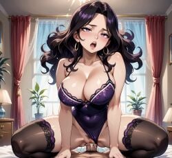 ahegao ai_generated cana_alberona cleavage cowgirl_position cum cum_in_pussy cum_inside fairy_tail large_breasts leotard lingerie partial_male payop pony_diffusion_xl pov stockings vaginal_penetration vaginal_sex