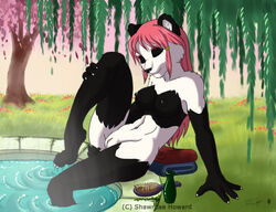 breasts closed_eyes female nude panda pandora_lee peridotkitty pink_hair pool pussy sitting solo