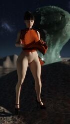 3d alien chichi dragon_ball high_slit_dress meditation sextus400 space