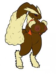 breasts color exposed_breasts female female_only fur furry furry_breasts heifer jpeg_artifacts lopunny nintendo pokemon pokemon_(species) solo