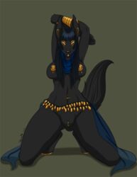 anthro breasts canine demona69 egyptian female fur furry jackal jewelry looking_at_viewer nude piercing pose pussy solo