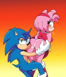 2024 amy_rose anthro anus ass blue_body blush bodily_fluids bottomless clothed clothing cum duo ejaculation eulipotyphlan exposed_torso extraspecialzone female footwear genital_fluids genitals gloves green_eyes hair handwear hedgehog hi_res humanoid male male/female mammal mostly_nude multicolored_body pink_body pink_hair pussy sega shoes simple_background sonic_(series) sonic_the_hedgehog sonic_the_hedgehog_(series) sweat tan_body two_tone_body