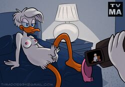 avian bird breasts daisy_duck disney duck female masturbation nipples quack_pack soft_feathers solo tvma unseen_male_face