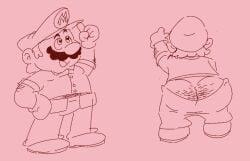 ass ass_cleavage ass_focus bending_over butt_crack enterman hairy_ass male male_only mario mario_(series) plumber plumber's_crack solo solo_focus