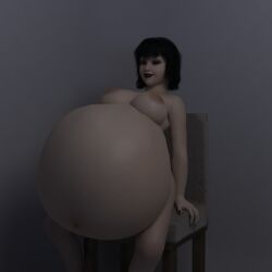 1girls 3d belly big_belly big_breasts black_hair breasts female goth goth_girl hotel_transylvania huge_belly hyper_pregnancy mavis_dracula nipples pregnant thatoneblueguy