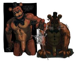 1boy abs anthro bear five_nights_at_freddy's five_nights_at_freddy's_2 g0ddamnwhat humanoid humanoid_genitalia humanoid_penis male male_focus male_only menacing microphone pecs penis precum steam uncut withered_freddy