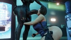 3d capcom dark_skin female futa_on_female futanari human intersex jarri34 jill_valentine mommy_tyrant mommy_x mrs._tyrant mrs._x ms._tyrant ms._x oral pale_skin public resident_evil resident_evil_3 tagme tyrant vending_machine