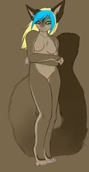 ajna anthro breasts female fur green_eyes mammal marsupial nude pouch roselie solo standing sugar_glider