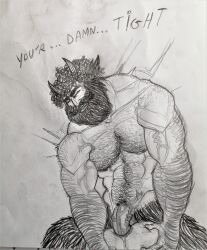 anal anal_sex bara beard bearded bending_over big_penis curly_hair domination facial_hair faun gay gay_domination gay_sex george_(character) hairy hairy_arms hairy_chest hairy_male hunk intense_sex male/male male_focus manly muscle muscular muscular_male pencil_(artwork) rough_sex satyr self_upload sketch thick_penis traditional_art traditional_media traditional_media_(artwork) veiny_muscles veiny_penis yaoi