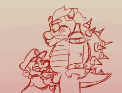 anthro blowjob bowser enterman gay human humanoid_genitalia humanoid_penis male mario mario_(series) sketch turtle