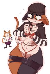 2girls areolae big_breasts black_body black_fur breasts cat_ears cat_tail choker crotch_rope embarrassed female female_only fortnite kryadrawgin melty_blood meow_skulls_(fortnite) multiple_girls navel neco-arc nipple_piercing nipples orange_body orange_fur pussy_floss sex_toy thick_thighs thighs tied_up tsukihime type-moon vibrator white_body white_fur wide_hips yellow_eyes