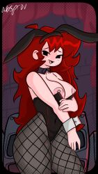 ass big_ass big_breasts big_butt big_thighs bodysuit breasts bunny_costume bunny_ears bunny_girl bunnysuit clothed curvy female female_focus fishnets fnf friday_night_funkin girlfriend_(friday_night_funkin) huge_breasts huge_thighs large_ass thick_ass thick_thighs thighs tight_clothing wide_hips