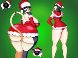 big_ass big_breasts big_butt christmas looking_at_viewer meowskulls nitrozo nm_posting(artist) original_character santa_costume santa_hat viewed_from_behind